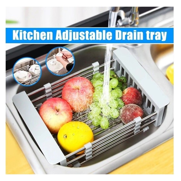 Adjustable Drying Rack Over The Sink Stainless Steel 11.5" - 18.75" Wide New - Picture 8 of 13